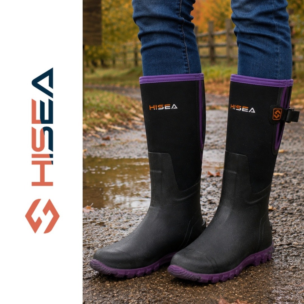 NWT, HISEA Black Purple Neoprene Waterproof Insulated Hunting Boots Size 10